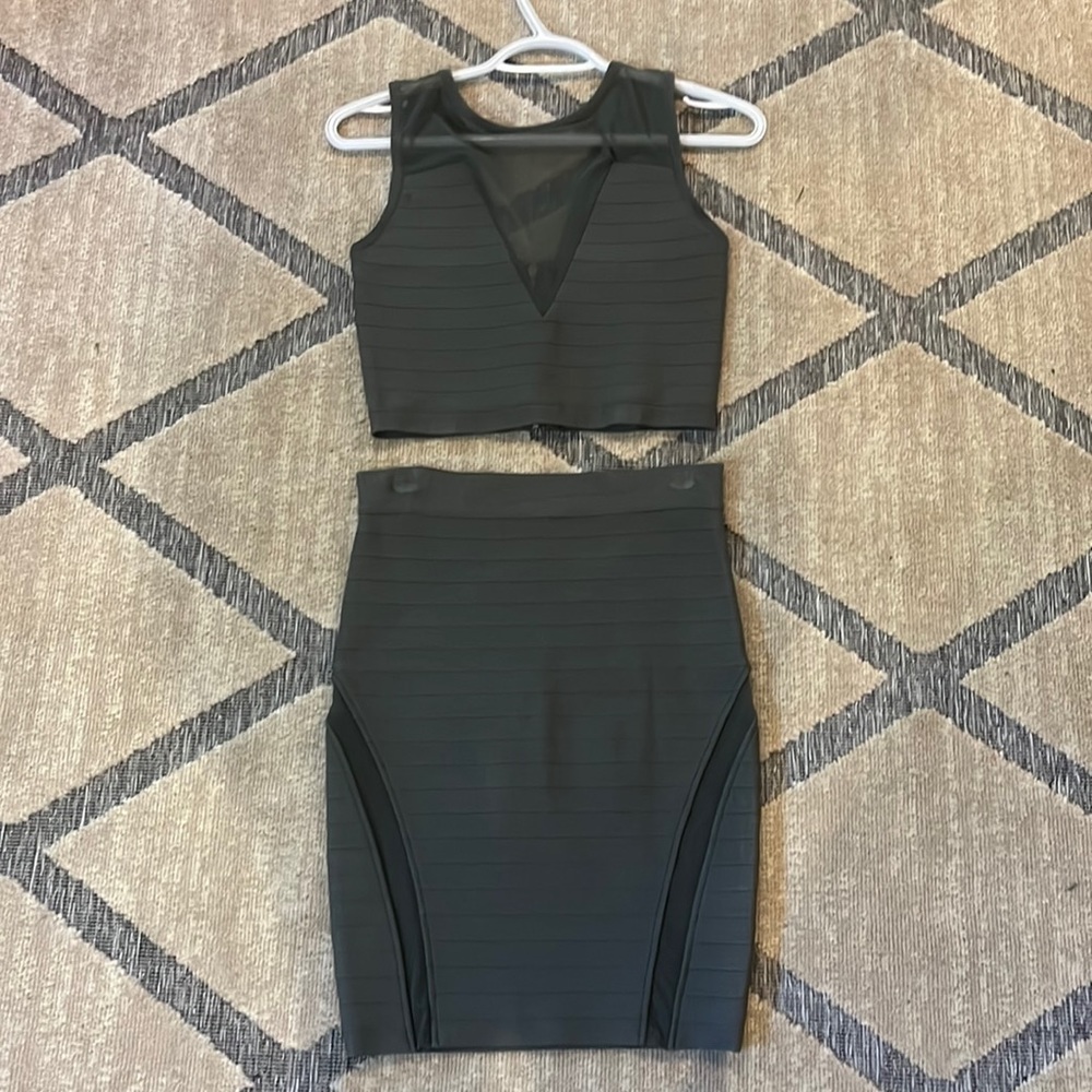 Sexy Khaki Green Two-Piece Bandage Skirt Set